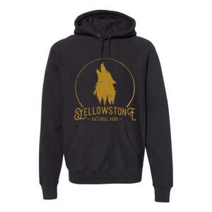 Yellowstone National Park Howling Wolf Premium Hoodie