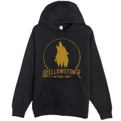Yellowstone National Park Howling Wolf Premium Pullover Hoodie
