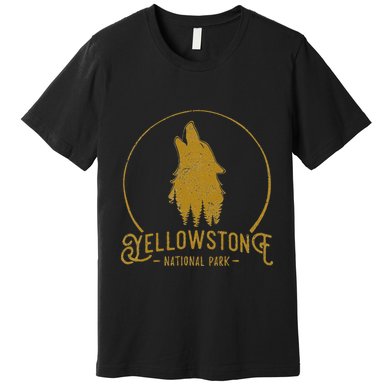 Yellowstone National Park Howling Wolf Premium T-Shirt