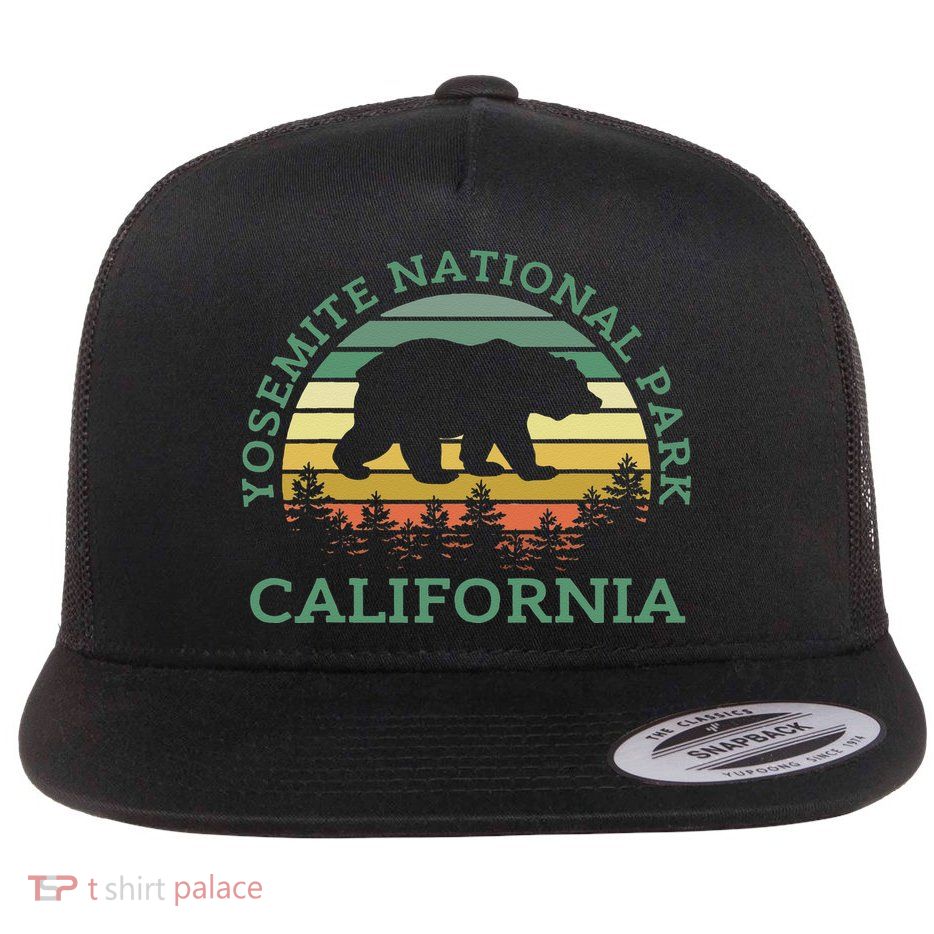 Yosemite National Park California Bear Nature Outdoors Retro Flatbill Hat