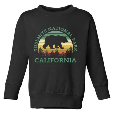 Yosemite National Park California Bear Nature Outdoors Retro Toddler Sweatshirt