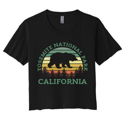 Yosemite National Park California Bear Nature Outdoors Retro Crop Top