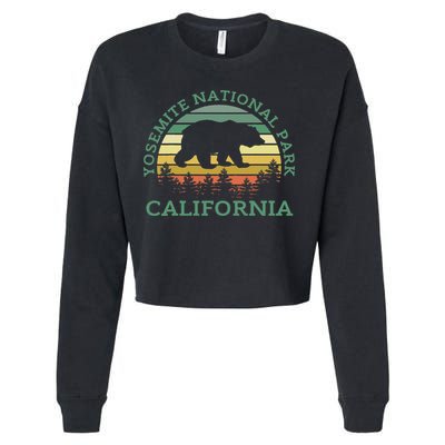 Yosemite National Park California Bear Nature Outdoors Retro Cropped Pullover Crew