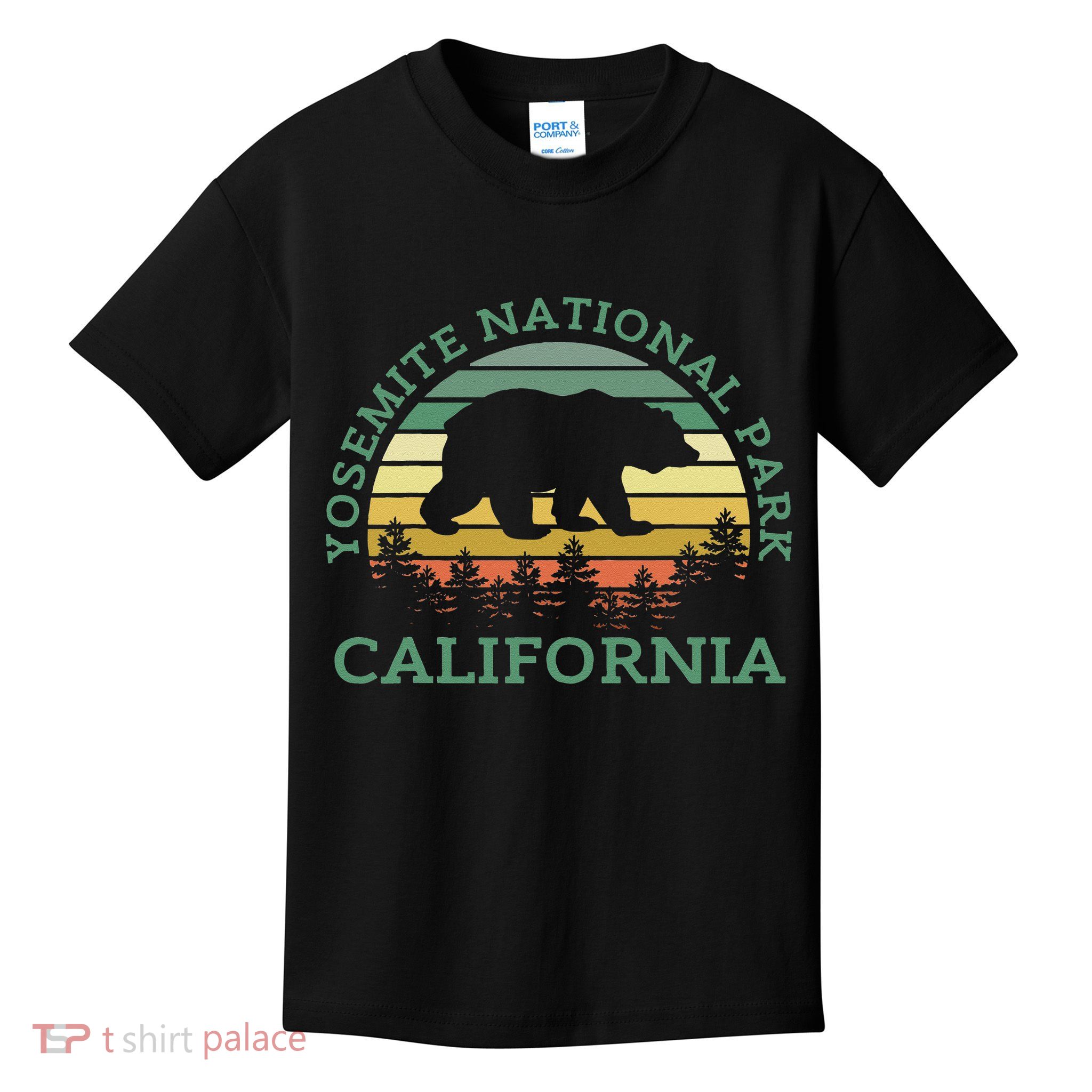 Yosemite National Park California Bear Nature Outdoors Retro Kids T-Shirt