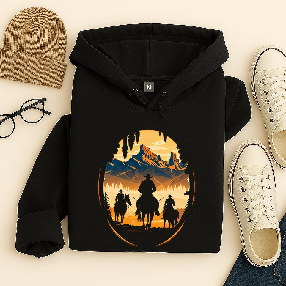 Yellowstone National Park Cowboys On Horses Hoodie