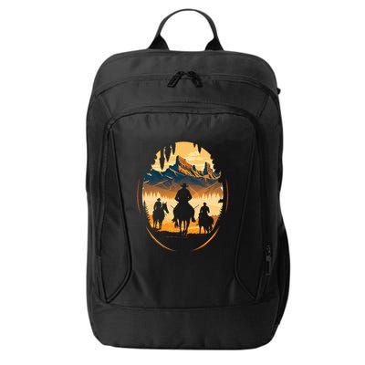 Yellowstone National Park Cowboys On Horses City Backpack