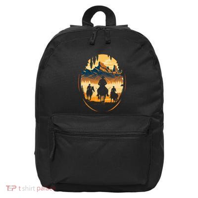 Yellowstone National Park Cowboys On Horses 16 in Basic Backpack