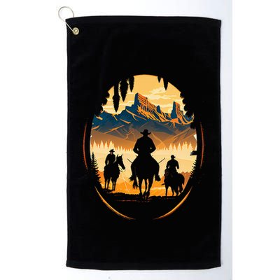 Yellowstone National Park Cowboys On Horses Golf Towel