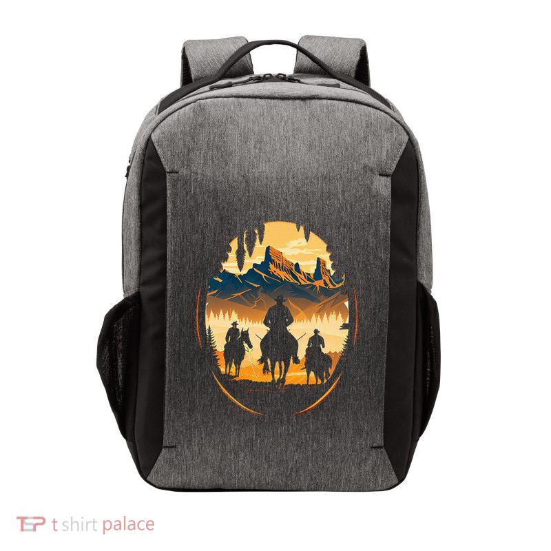 Yellowstone National Park Cowboys On Horses Vector Backpack