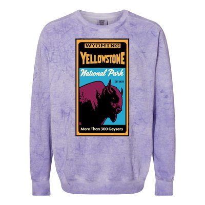 Yellowstone National Park Bison Colorblast Crewneck Sweatshirt