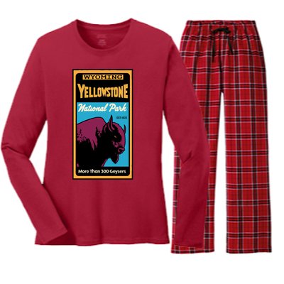 Yellowstone National Park Bison Women's Long Sleeve Flannel Pajama Set 