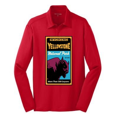 Yellowstone National Park Bison Silk Touch Performance Long Sleeve Polo