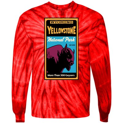 Yellowstone National Park Bison Tie-Dye Long Sleeve Shirt