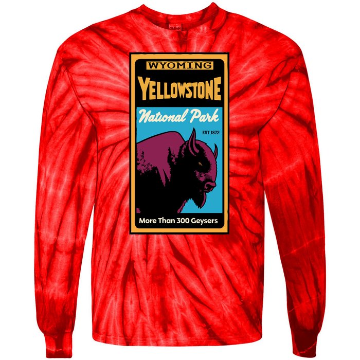 Yellowstone National Park Bison Tie-Dye Long Sleeve Shirt