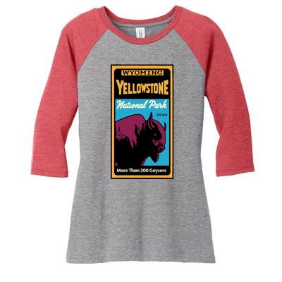 Yellowstone National Park Bison Women's Tri-Blend 3/4-Sleeve Raglan Shirt