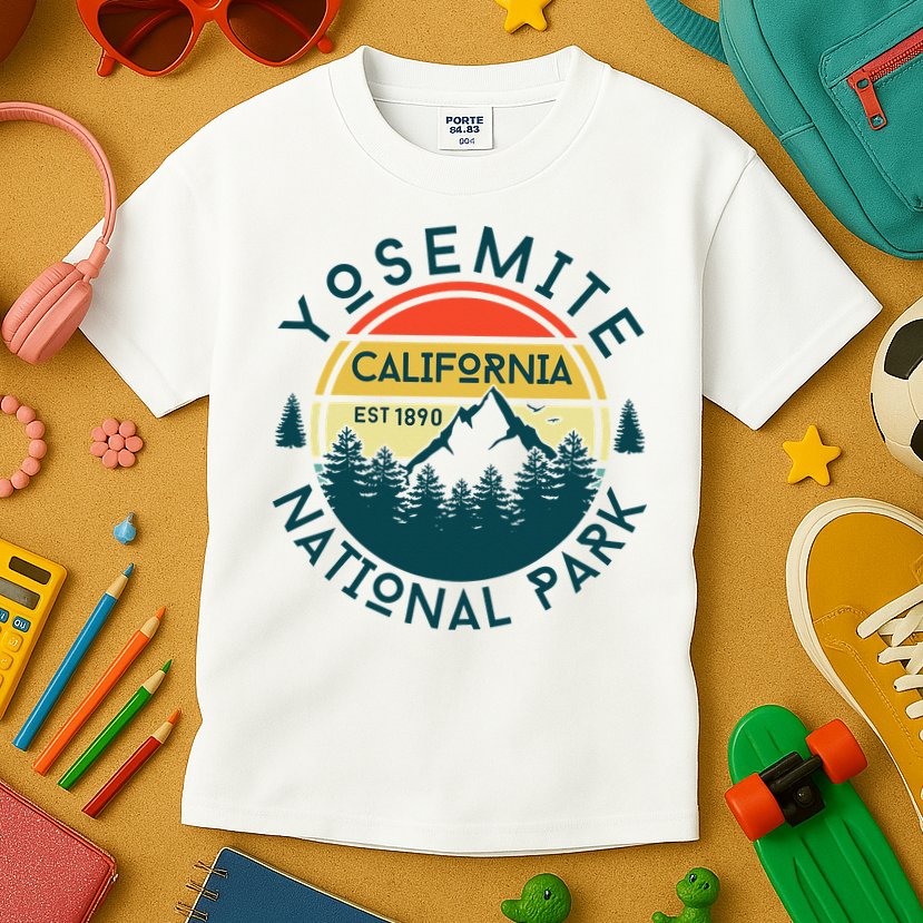 Yosemite National Park California Hiking Nature Outdoors Kids T-Shirt