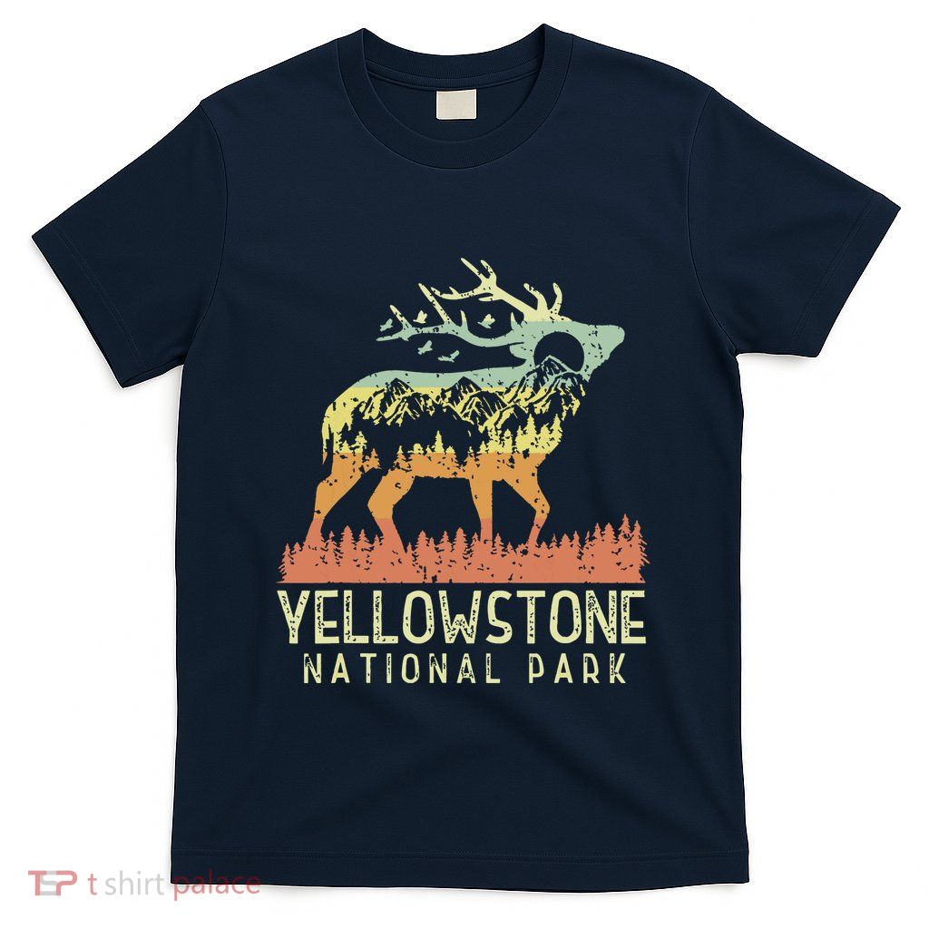 Yellowstone National Park Retro Vintage Mountain Elk Gift T-Shirt