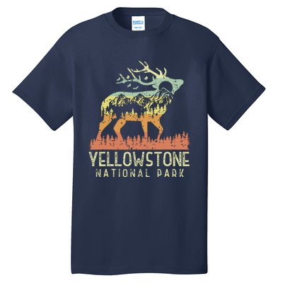 Yellowstone National Park Retro Vintage Mountain Elk Gift Tall T-Shirt