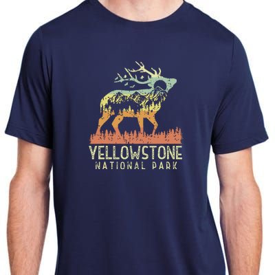 Yellowstone National Park Retro Vintage Mountain Elk Gift Adult ChromaSoft Performance T-Shirt