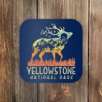 Yellowstone National Park Retro Vintage Mountain Elk Gift Coaster