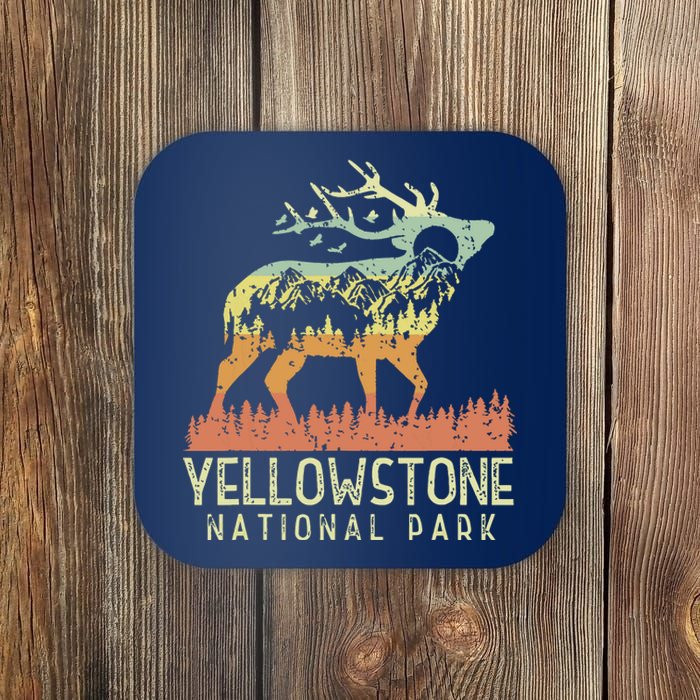 Yellowstone National Park Retro Vintage Mountain Elk Gift Coaster