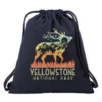 Yellowstone National Park Retro Vintage Mountain Elk Gift Drawstring Bag