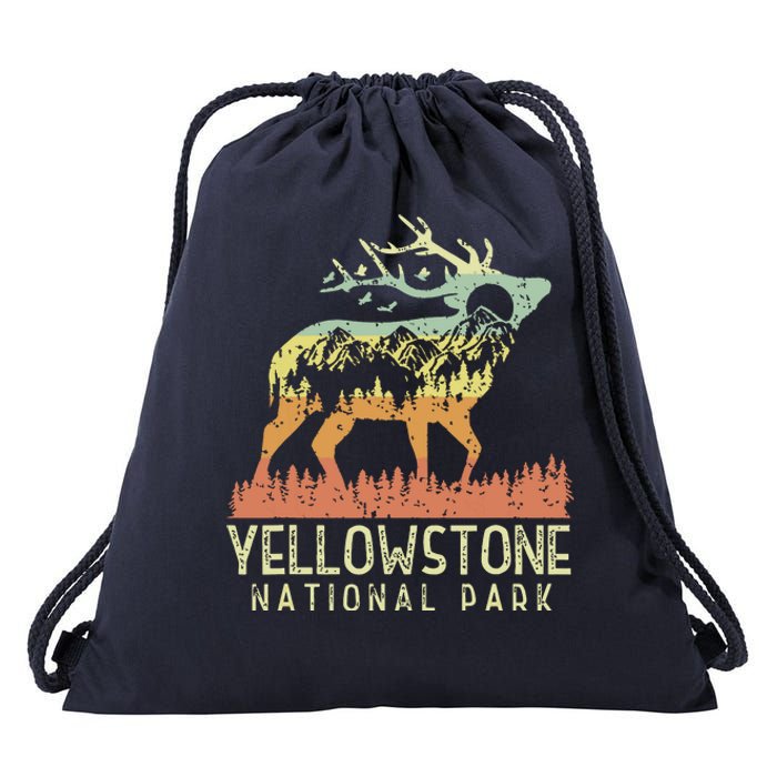 Yellowstone National Park Retro Vintage Mountain Elk Gift Drawstring Bag