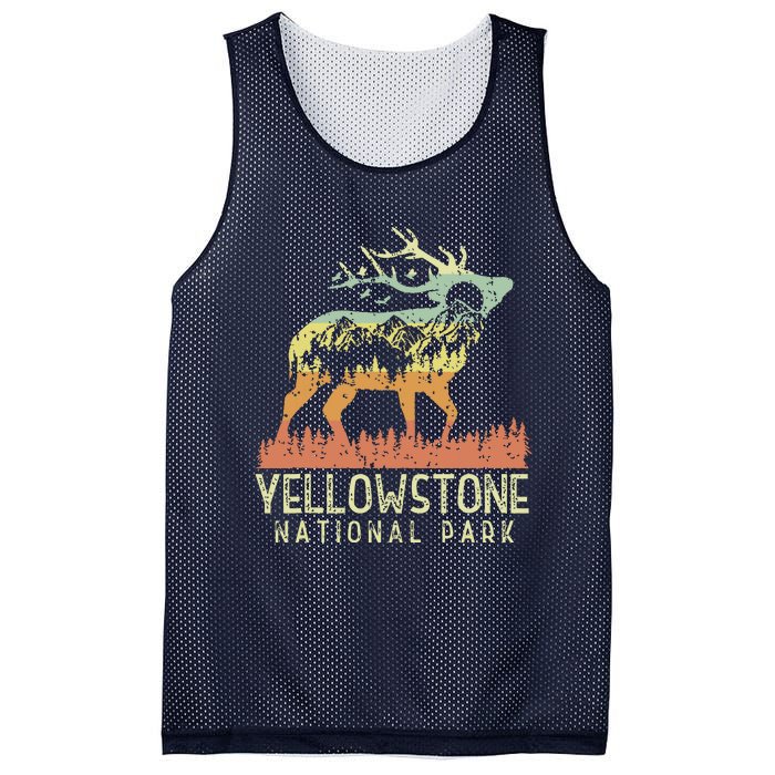 Yellowstone National Park Retro Vintage Mountain Elk Gift Mesh Reversible Basketball Jersey Tank