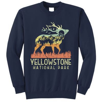 Yellowstone National Park Retro Vintage Mountain Elk Gift Tall Sweatshirt