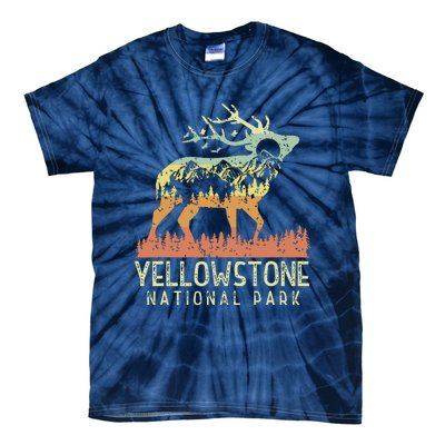 Yellowstone National Park Retro Vintage Mountain Elk Gift Tie-Dye T-Shirt