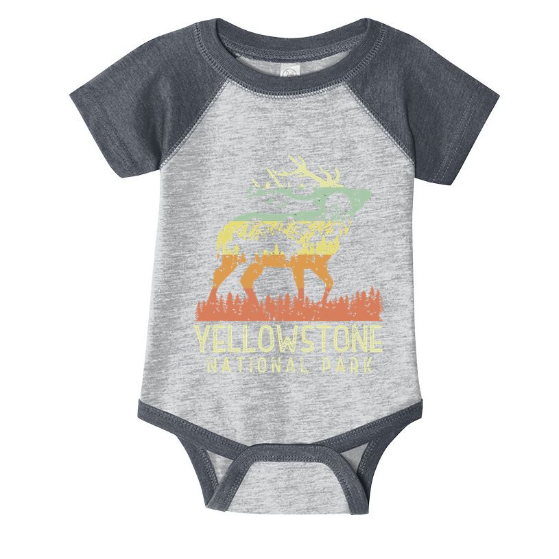 Yellowstone National Park Retro Vintage Mountain Elk Gift Infant Baby Jersey Bodysuit