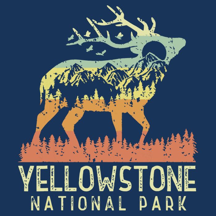 Yellowstone National Park Retro Vintage Mountain Elk Gift Kids T-Shirt