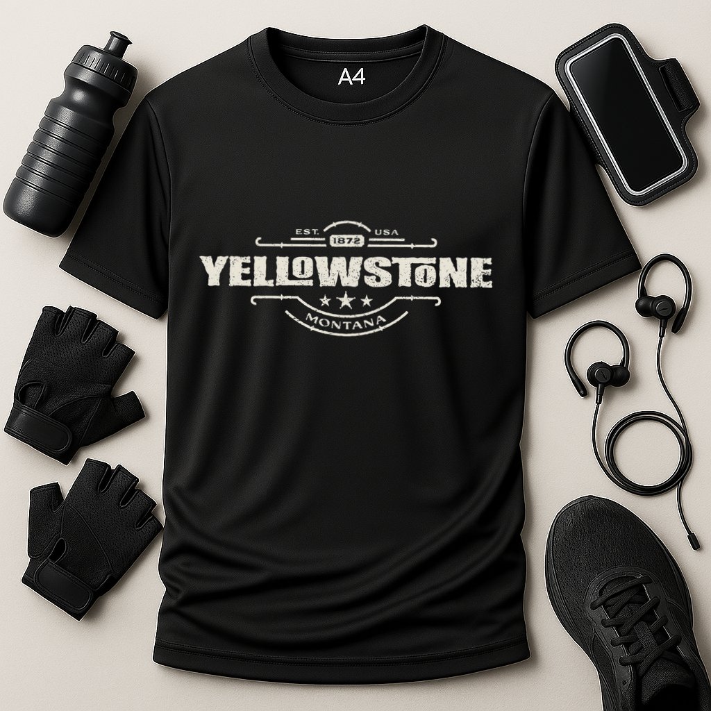 Yellowstone National Park Est. 1872 Montana Wild West Spirit Cooling Performance Crew T-Shirt