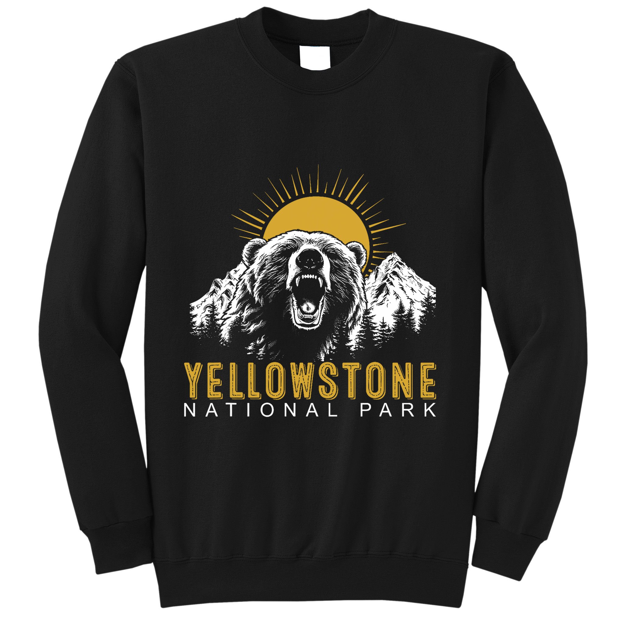 Yellowstone National Park Vintage Wild Bear Sunset Sweatshirt