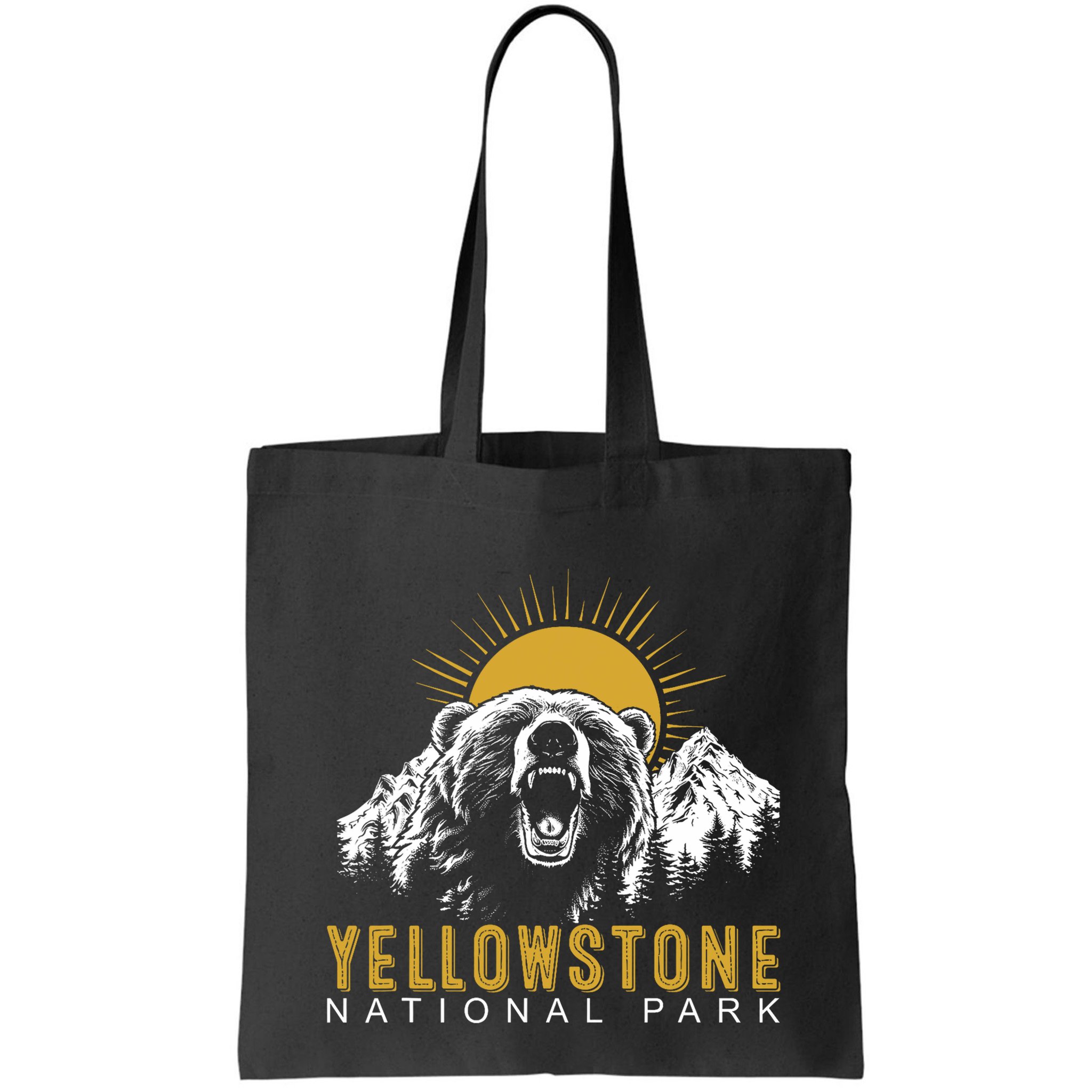 Yellowstone National Park Vintage Wild Bear Sunset Bag
