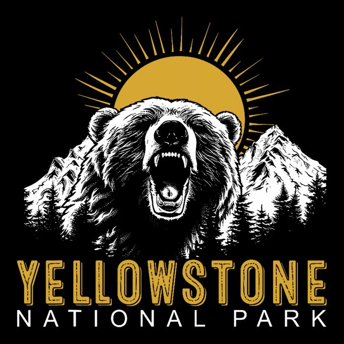 Yellowstone National Park Vintage Wild Bear Sunset Bag