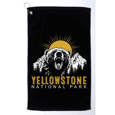 Yellowstone National Park Vintage Wild Bear Sunset Golf Towel