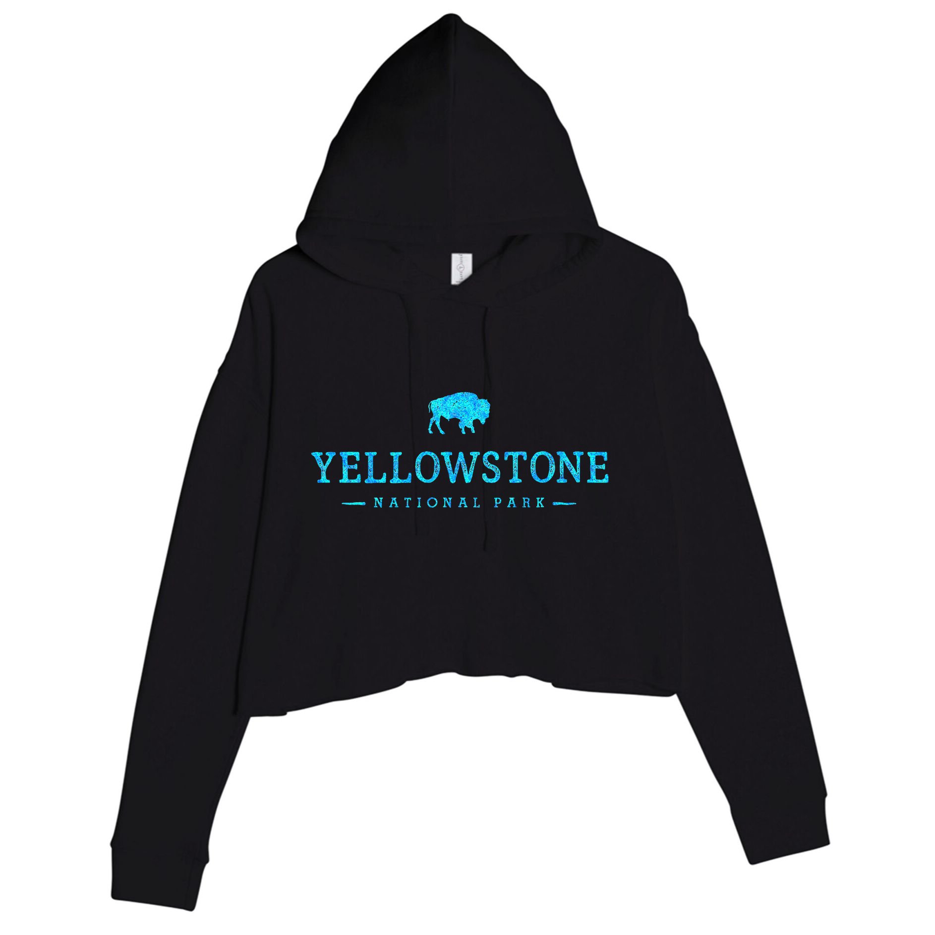 Yellowstone National Park Colorful Buffalo Crop Fleece Hoodie