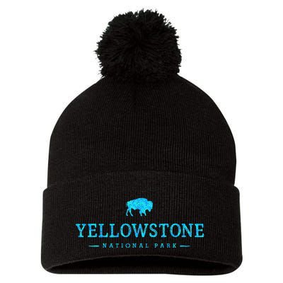 Yellowstone National Park Colorful Buffalo Pom Pom 12in Knit Beanie