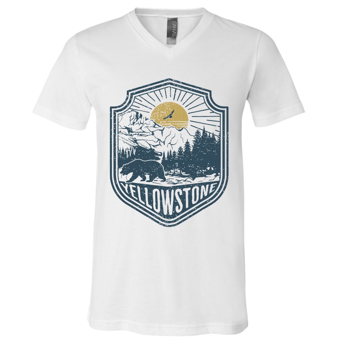 Yellowstone National Park Bear Nature Hiking Outdoors V-Neck T-Shirt