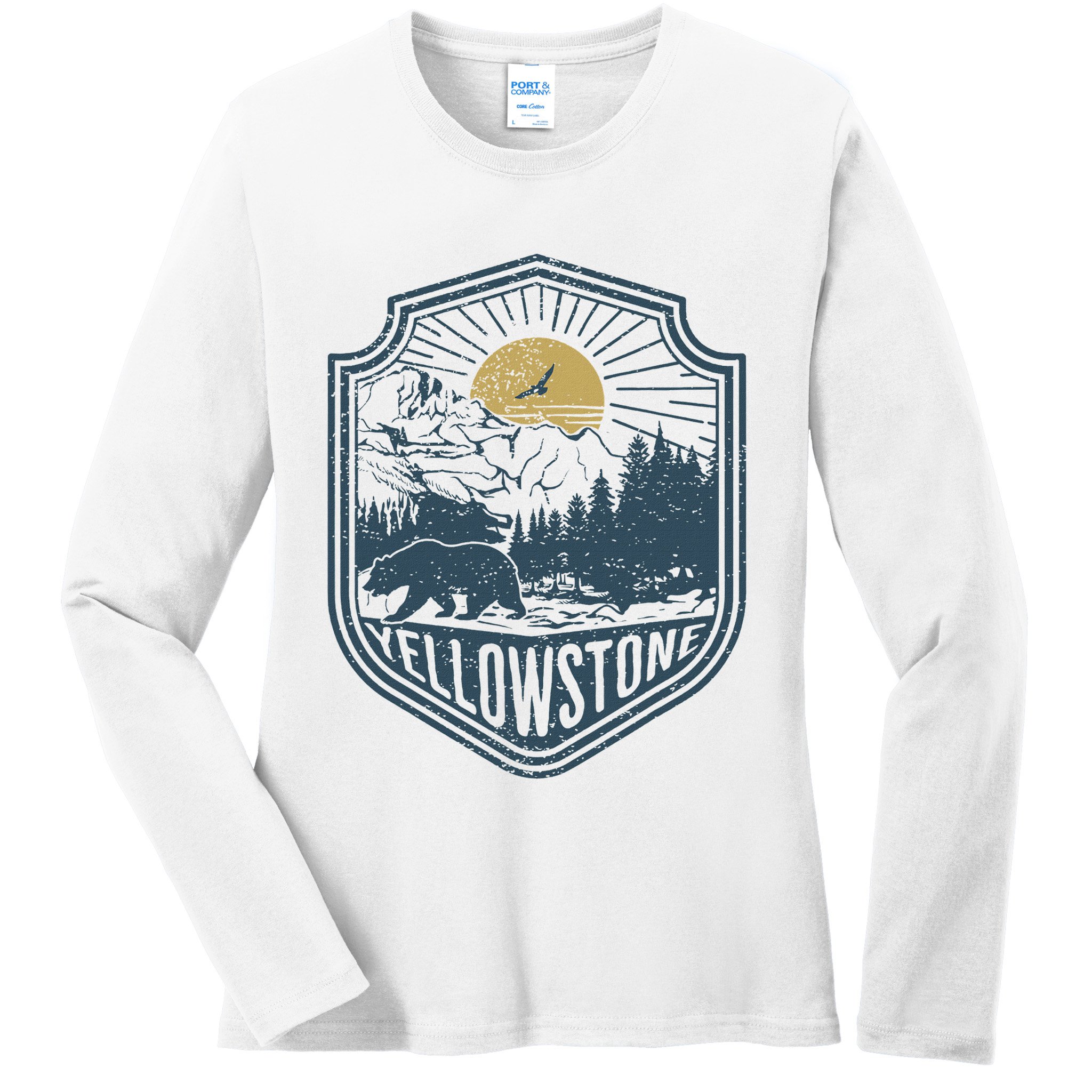 Yellowstone National Park Bear Nature Hiking Outdoors Ladies Long Sleeve Shirt