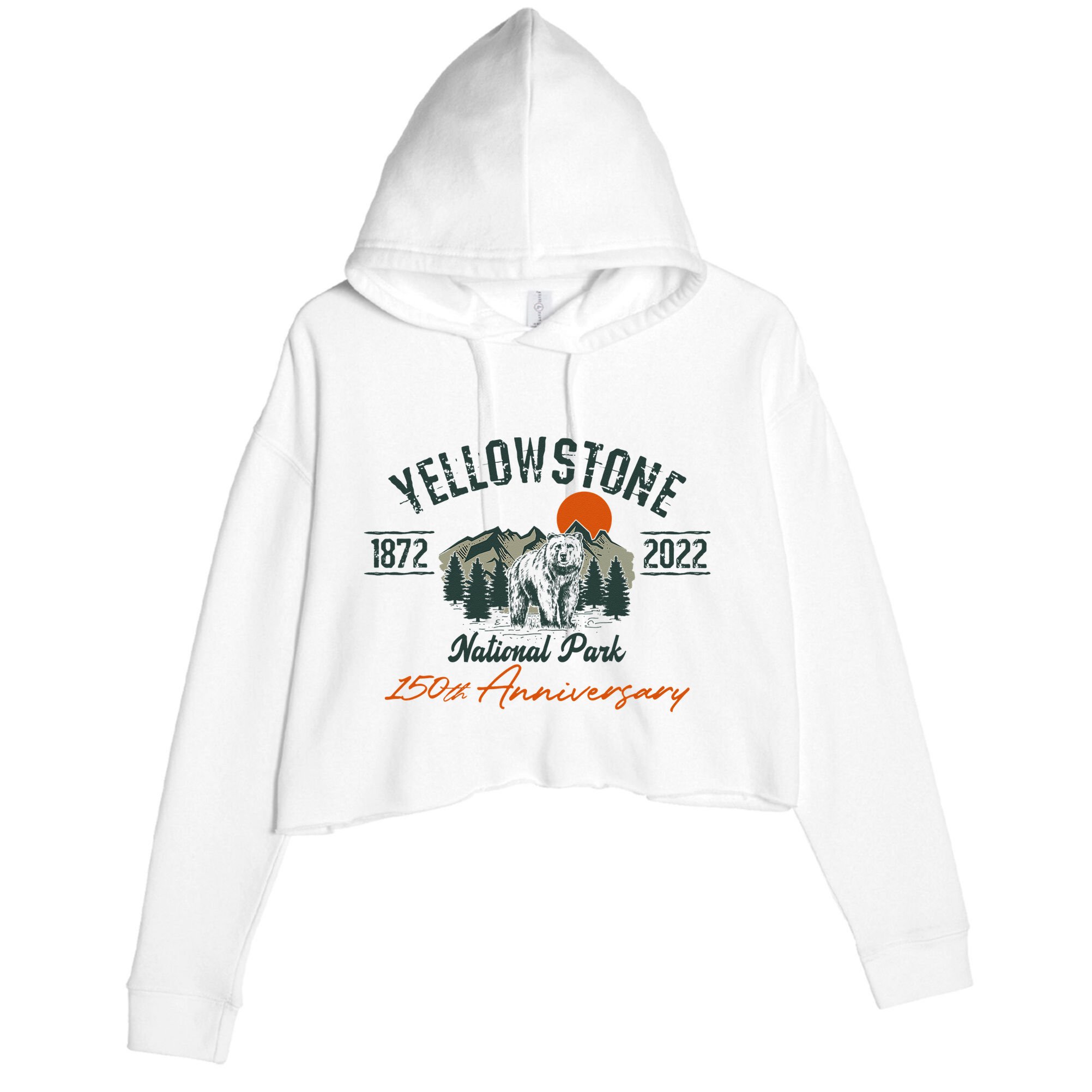 Yellowstone National Park 150th Anniversary Memorabilia Crop Fleece Hoodie