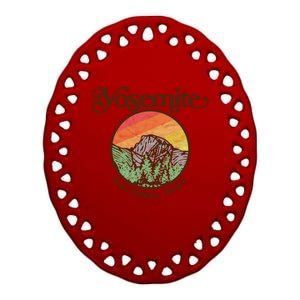 Yosemite National Park Retro 60s Half Dome Graphic Great Gift Ceramic Oval Ornament