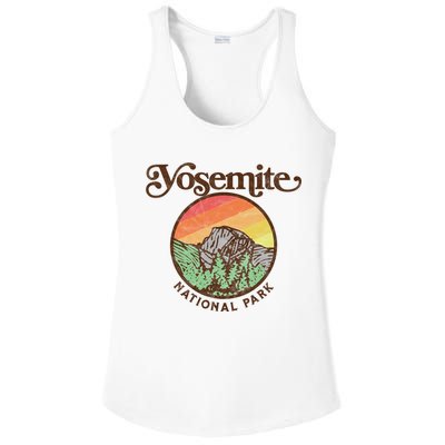 Yosemite National Park Retro 60s Half Dome Graphic Great Gift Ladies PosiCharge Competitor Racerback Tank
