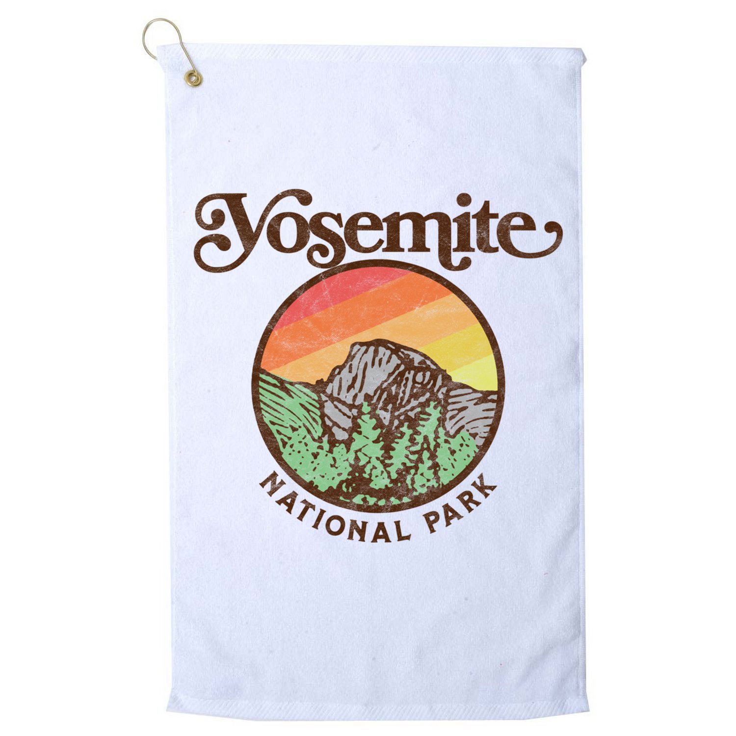 Yosemite National Park Retro 60s Half Dome Graphic Great Gift Golf Towel