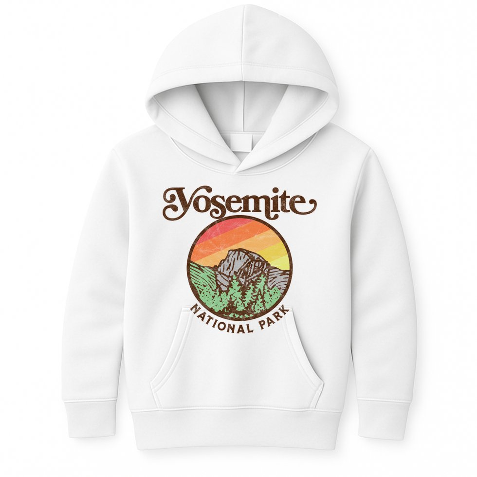 Yosemite National Park Retro 60s Half Dome Graphic Great Gift Kids Hoodie