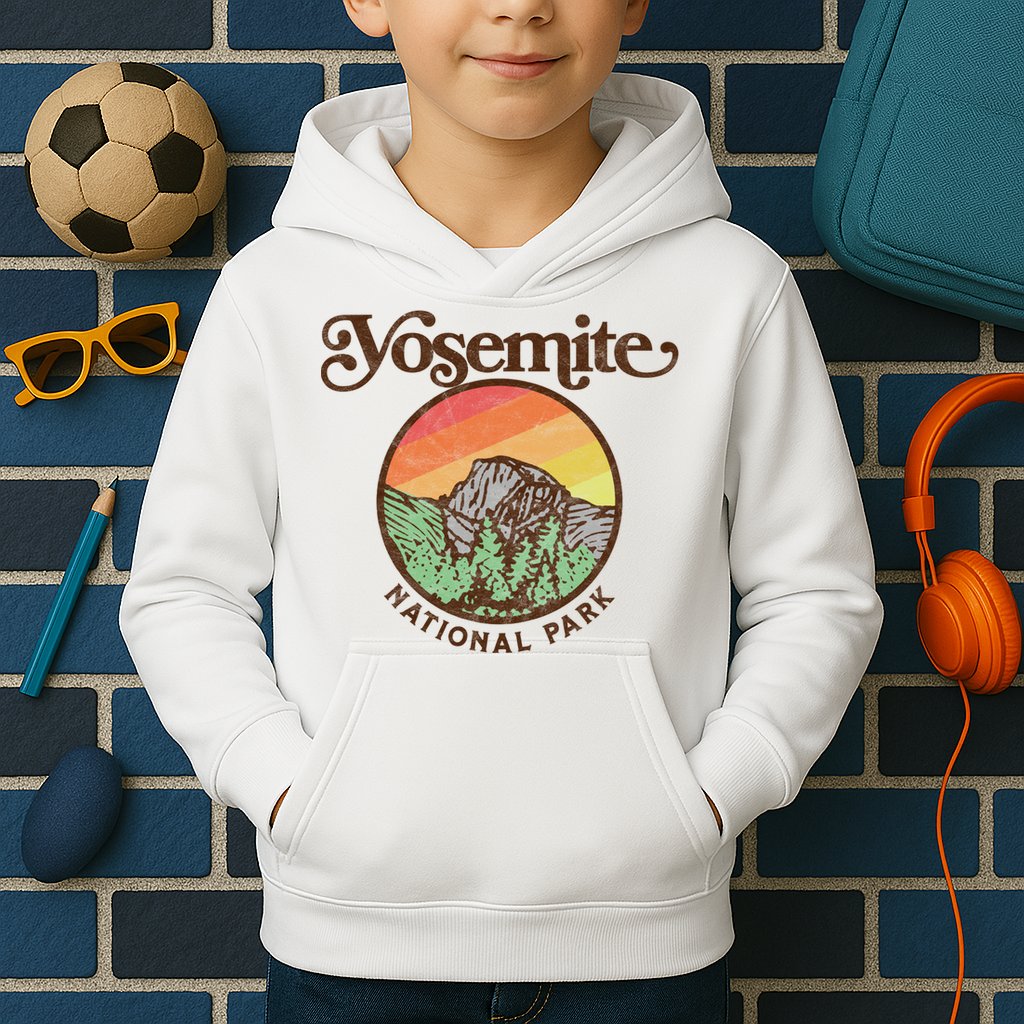 Yosemite National Park Retro 60s Half Dome Graphic Great Gift Kids Hoodie