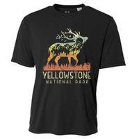 Yellowstone National Park Retro Vintage Mountain Elk Cooling Performance Crew T-Shirt