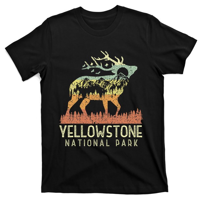 Yellowstone National Park Retro Vintage Mountain Elk T-Shirt