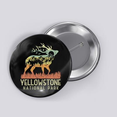 Yellowstone National Park Retro Vintage Mountain Elk Button